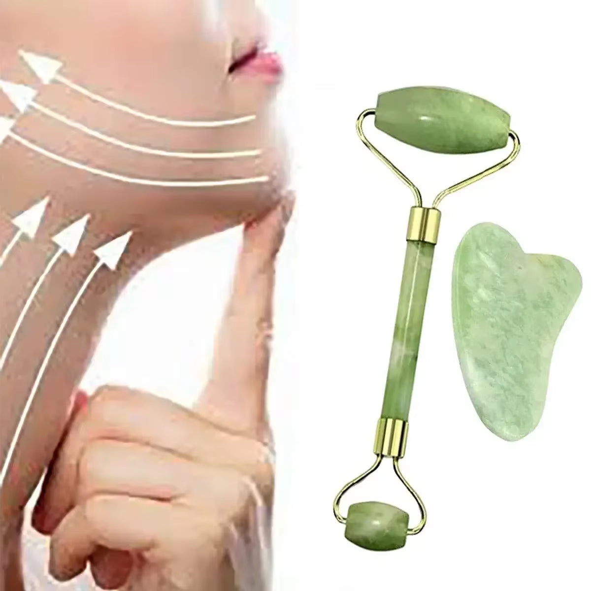 Natural Jade Roller Guasha Skin Scraper Facial Set Stone Firming Face Anti-Aging Puffy Eyes Massager Neck anti Wrinkle